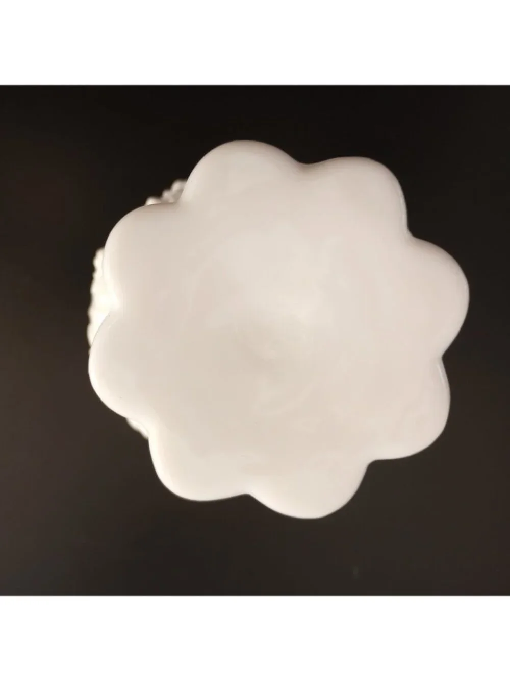 Fenton Milk Glass Scalloped Chalice Roses White Pedestal Candy Dish Vintage